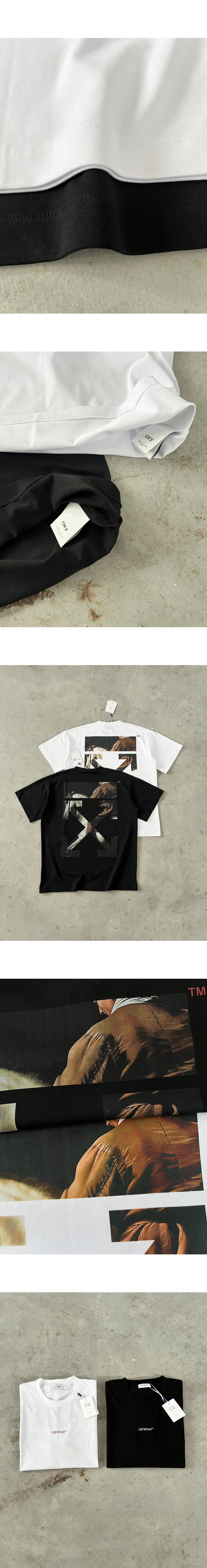 [Off-White] 오프화이트 카라바지오 르네상스 페인팅 호스프린트 애로우 오버핏 쇼트 슬리브 티셔츠
