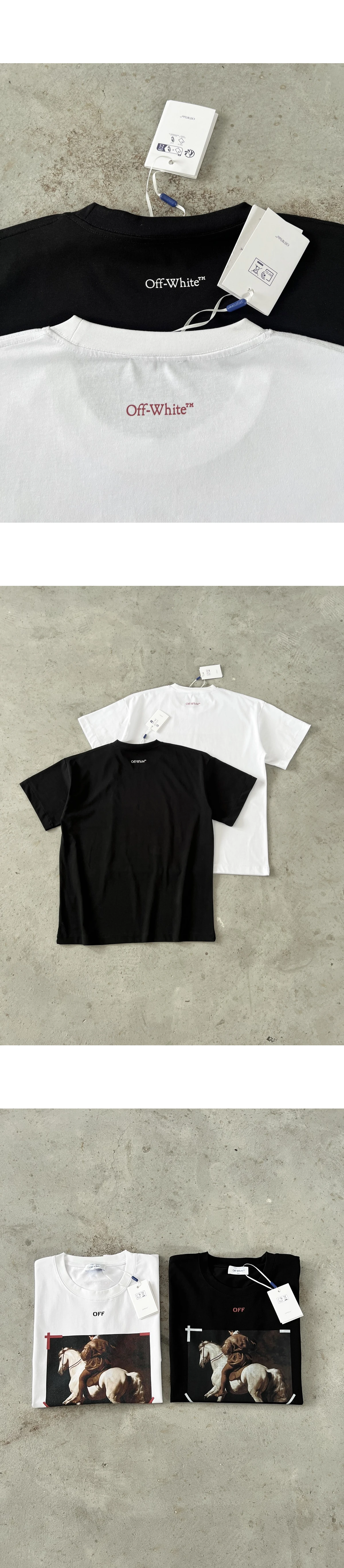 [Off-White] 오프화이트 카라바조 르네상스 페인팅 호스프린트 스케이트 쇼트 슬리브 티셔츠