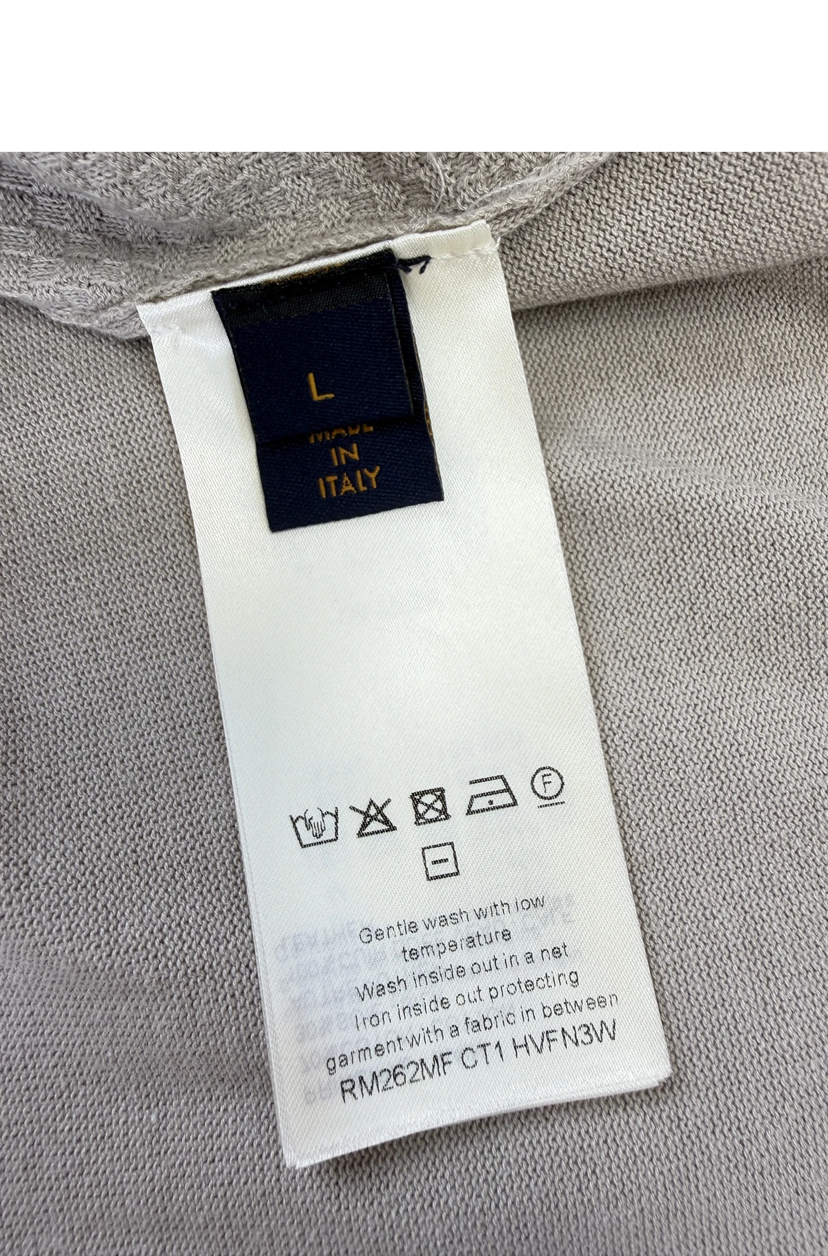 [LOUIS VUITTON] 루이비통 포인트엘 시그니처 스트라이프 패치 포켓 코튼 실크 니트 가디건 아이보리