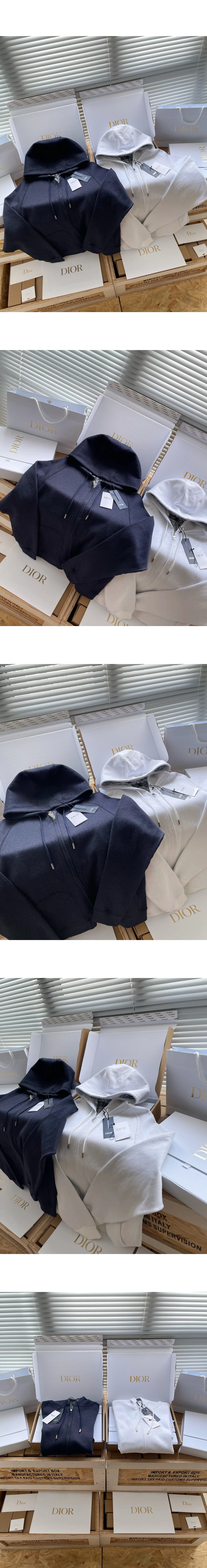 [DIOR] 디올 오블리크 코튼 캐시미어 컴포터블핏 후드 집업