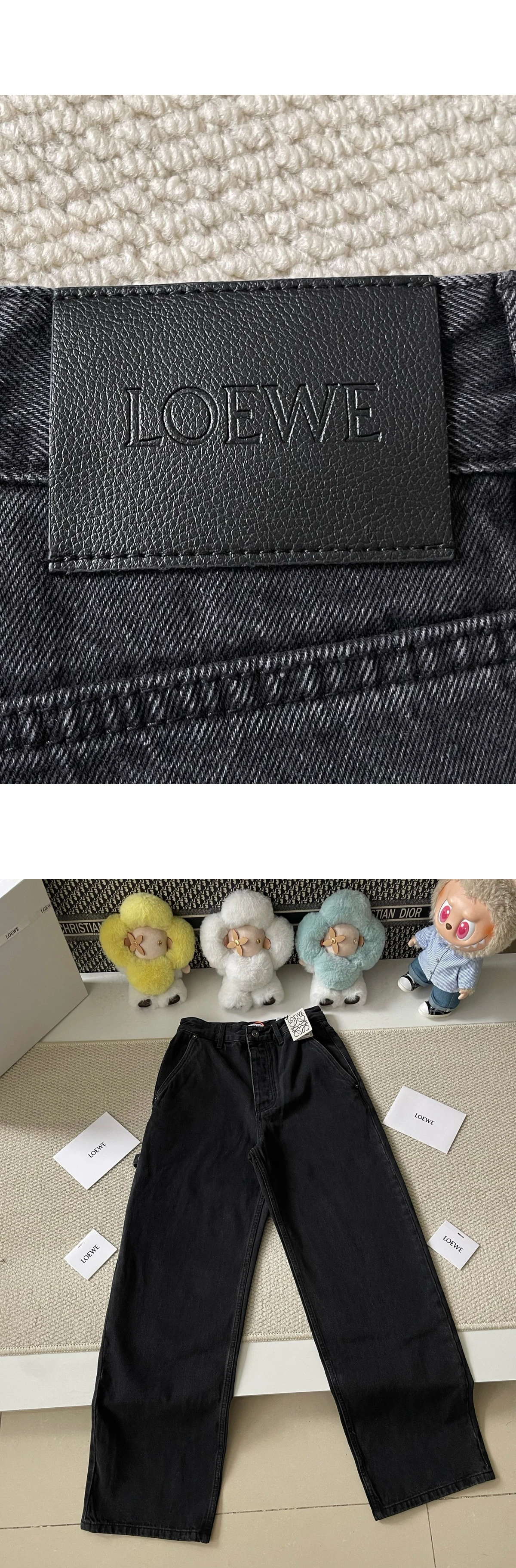 [LOEWE] 로에베 워시드 코튼 데님 미디움 웨이트 스트레이트 레그 진 블랙