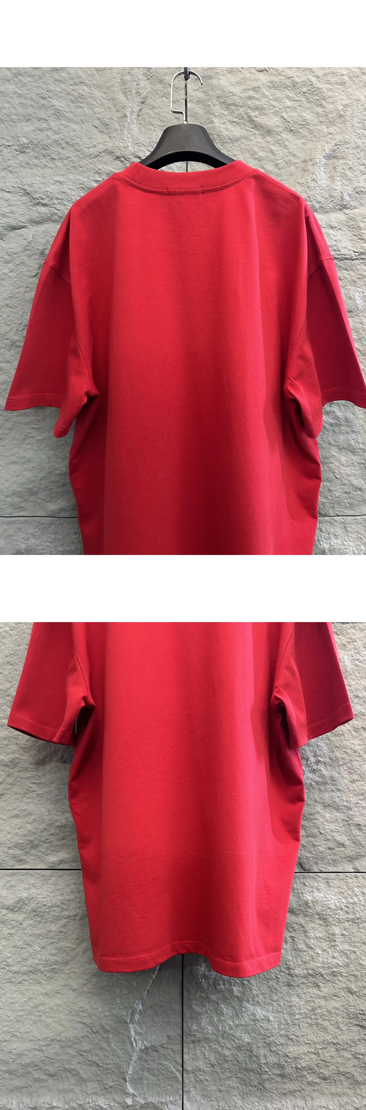 [BALENCIAGA] 발렌시아가 커시브 미디엄 핏 티셔츠 레드/블랙