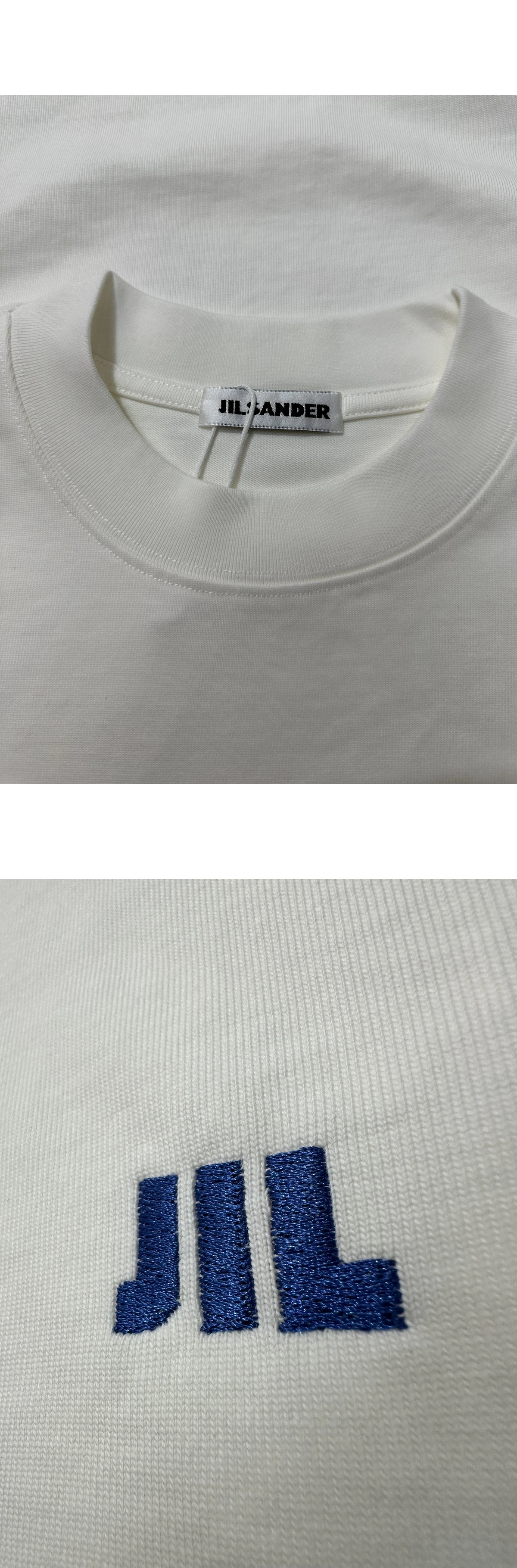 [JIL SANDER] 질 샌더 로고 엠브로이드 쇼트 슬리브 티셔츠 화이트