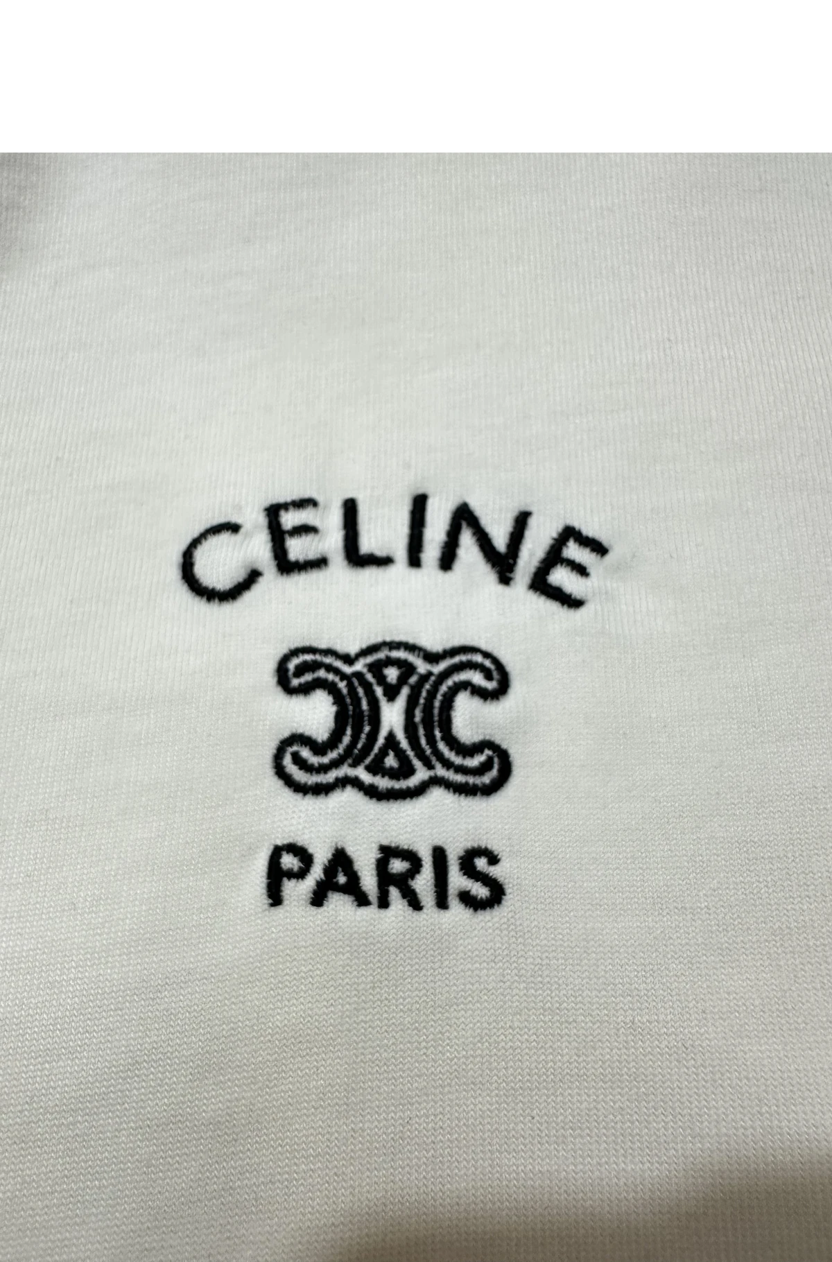 [CELINE] 셀린느 코튼 저지 트리온프 엠브로이드 롱슬리브 티셔츠 화이트