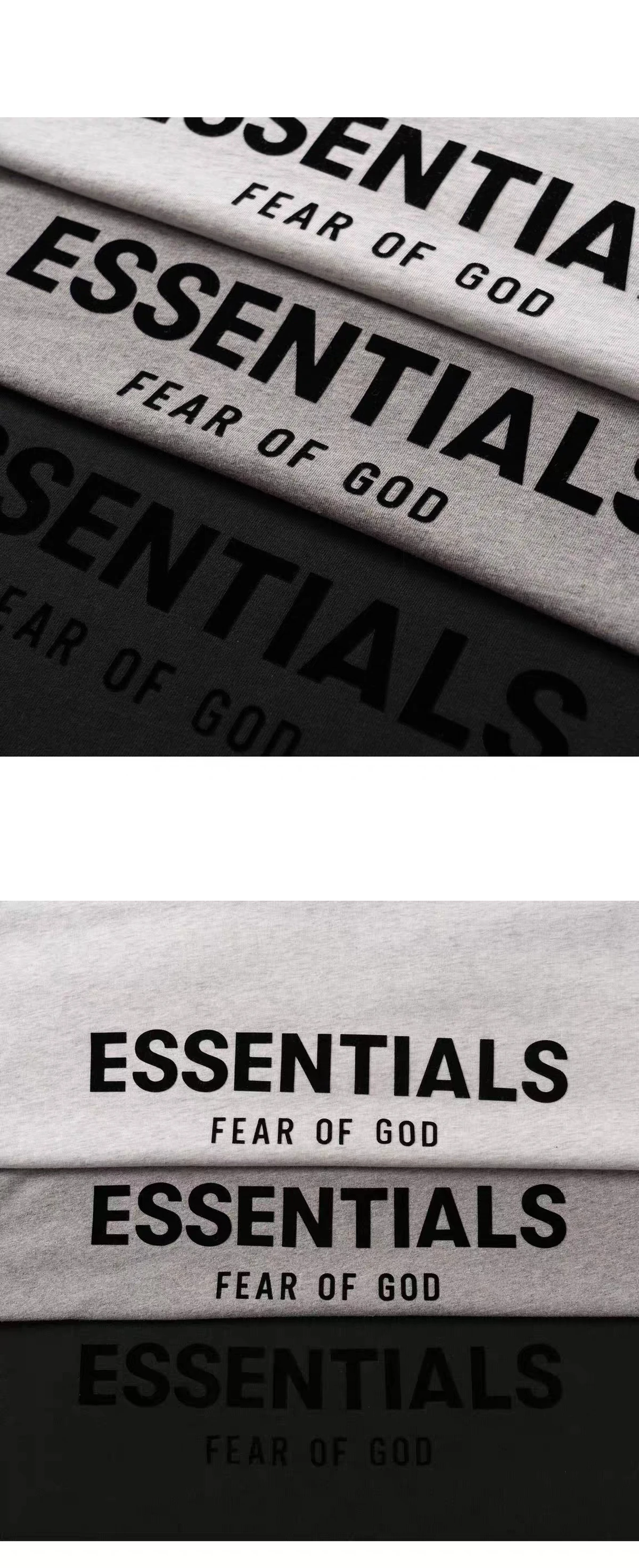 [FEAR OF GOD] 피어오브갓 에센셜 코튼 저지 프론트 백 로고 쇼트 슬리브 티셔츠