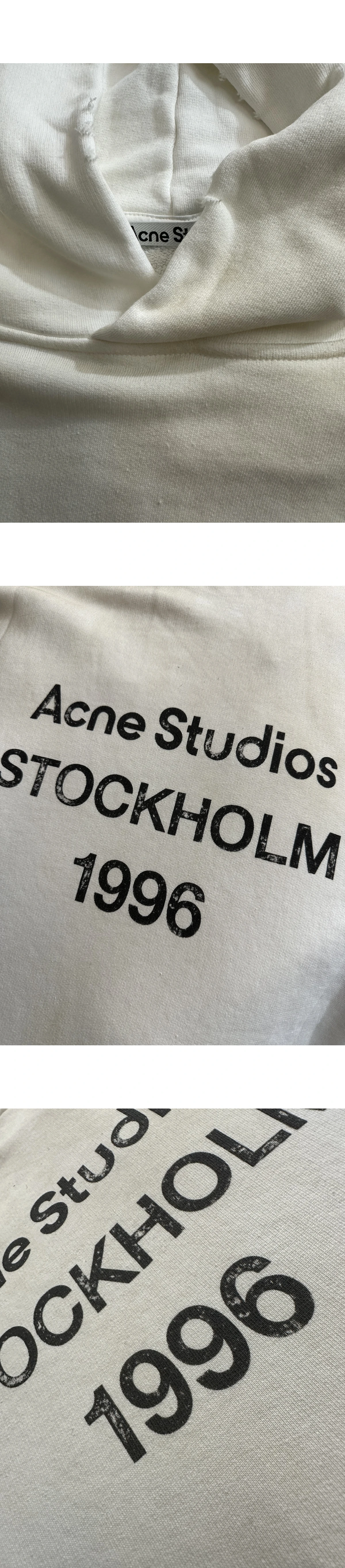 [ACNE STUDIOS] 아크네 스튜디오 1996 백 로고 플리스 후디 더스티 화이트