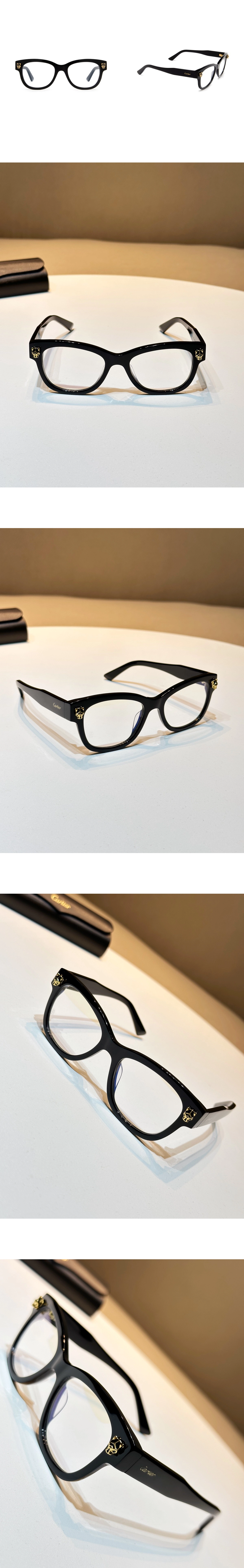 [CARTIER] 까르띠에 아이웨어 팬더 직사각형 안경테 블랙 CT0373O-001