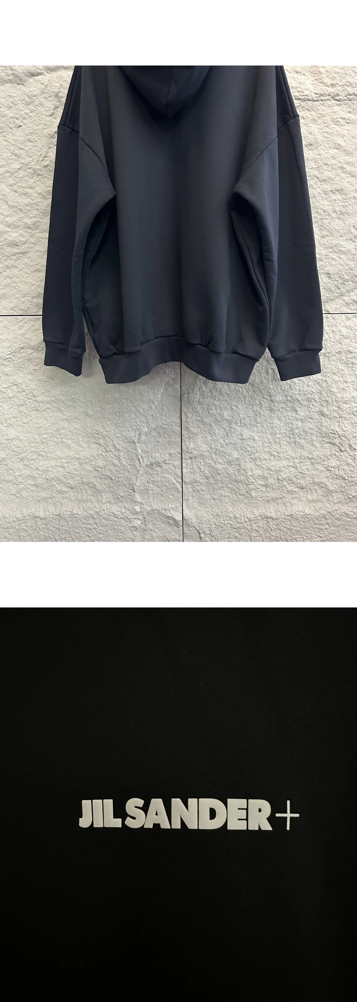 [JIL SANDER] 질 샌더 로고 프린트 코튼 풀오버 후디 블랙