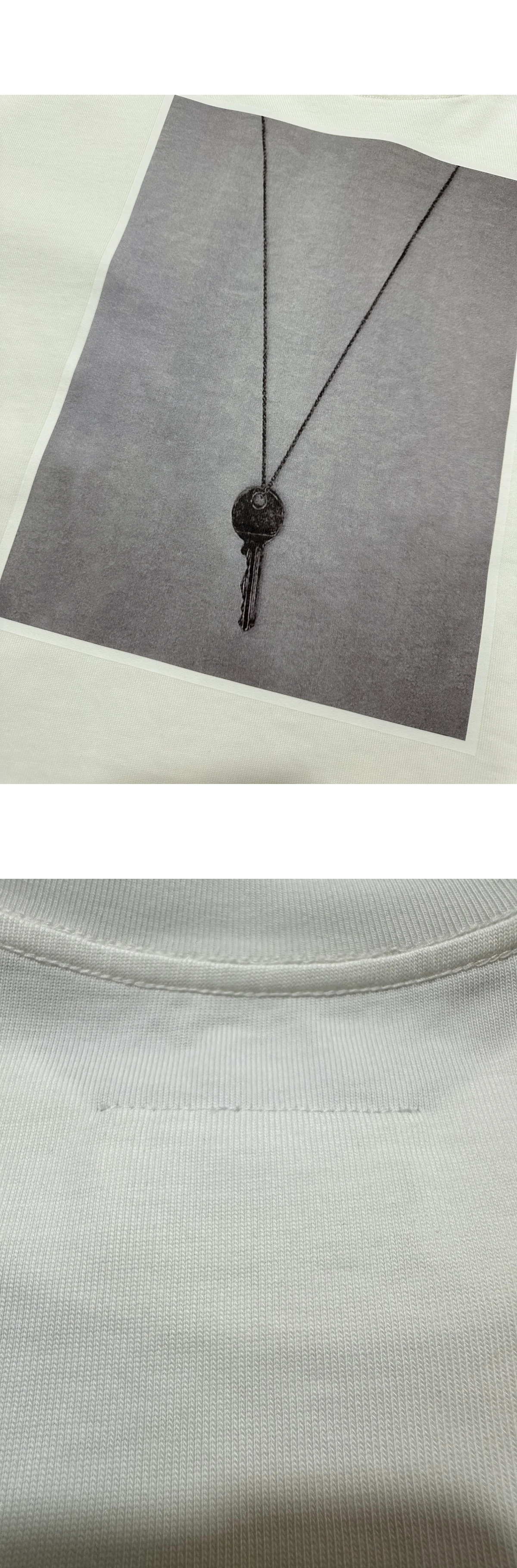 [MAISON MARGIELA] MM6 메종 마르지엘라 키 네크리스 아트워크 프린트 헤비 코튼 저지 쇼트 슬리브 티셔츠 화이트