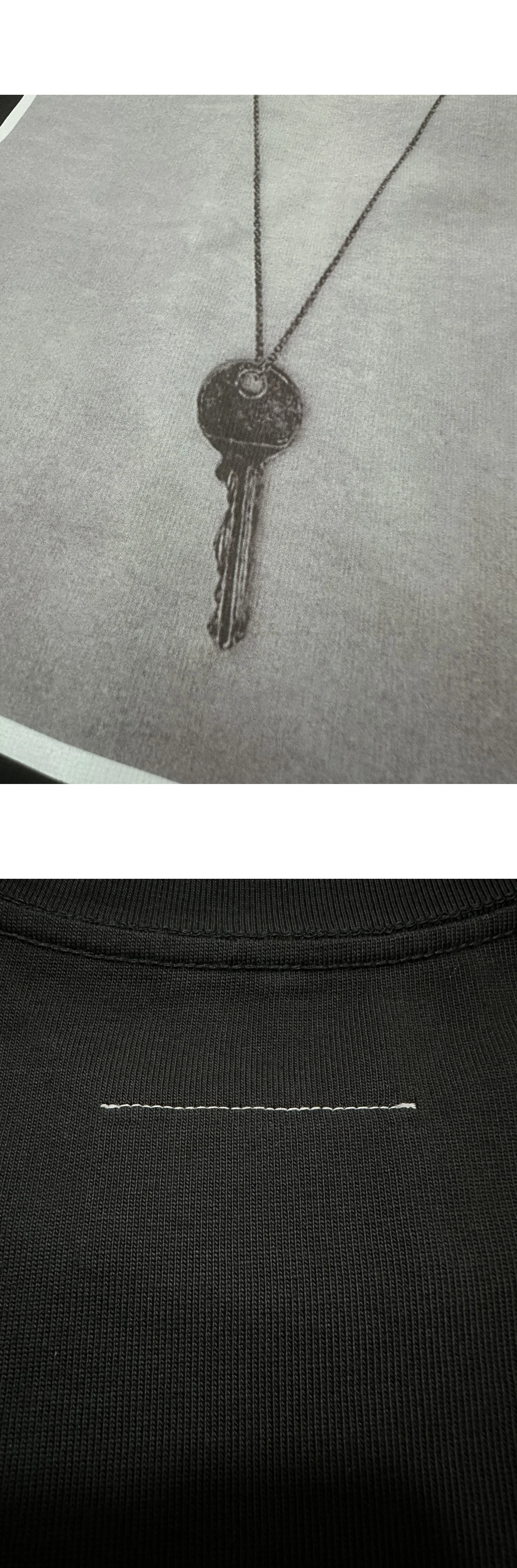 [MAISON MARGIELA] MM6 메종 마르지엘라 키 네크리스 아트워크 프린트 헤비 코튼 저지 쇼트 슬리브 티셔츠 블랙