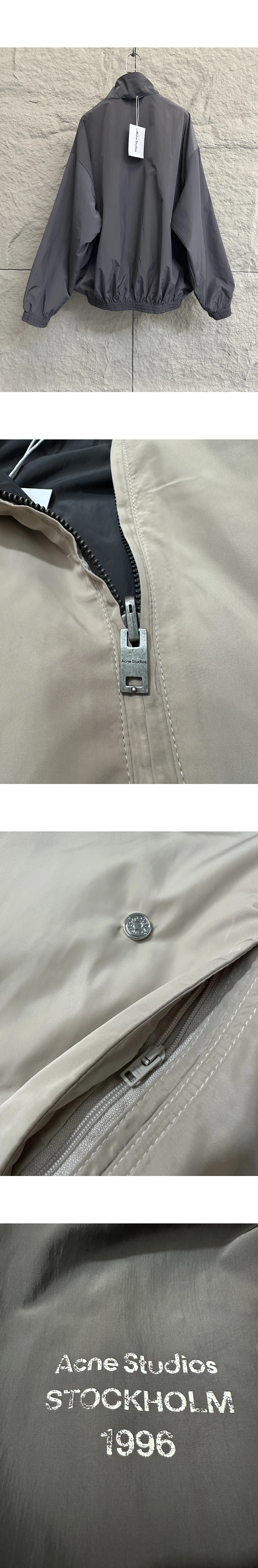 [ACNE STUDIOS] 아크네 스튜디오 1996 로고 리버서블 집업 재킷 베이지 다크 그레이