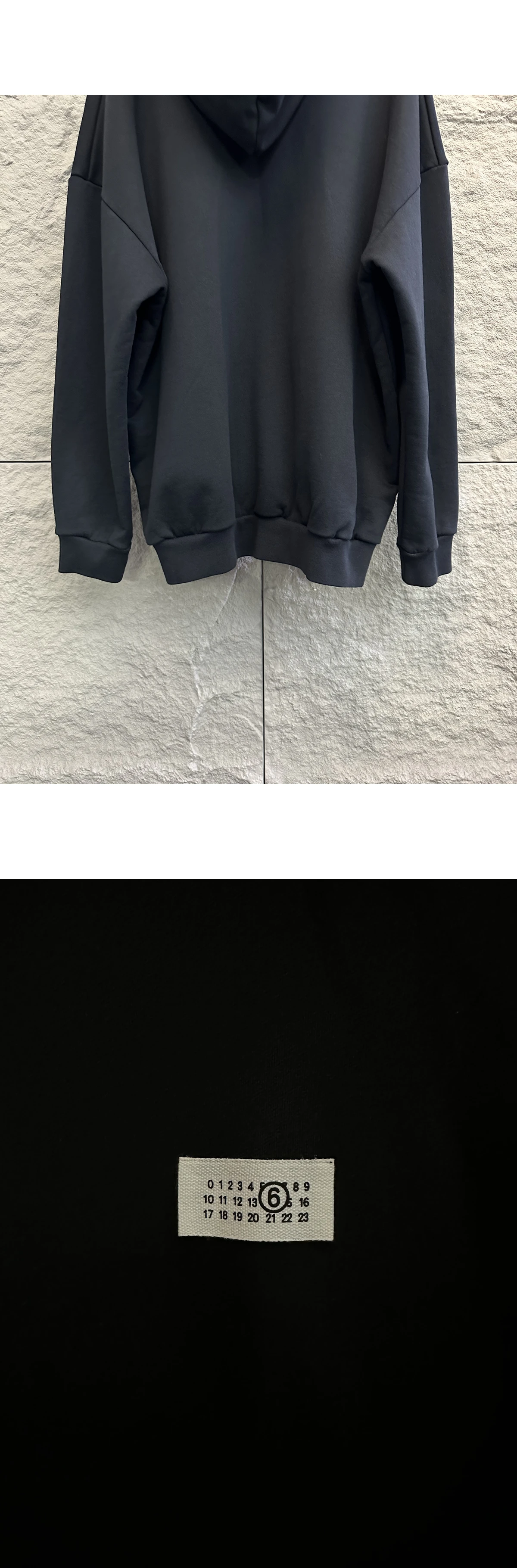 [MAISON MARGIELA] MM6 메종 마르지엘라 넘버 로고 패치 코튼 풀오버 후디 블랙