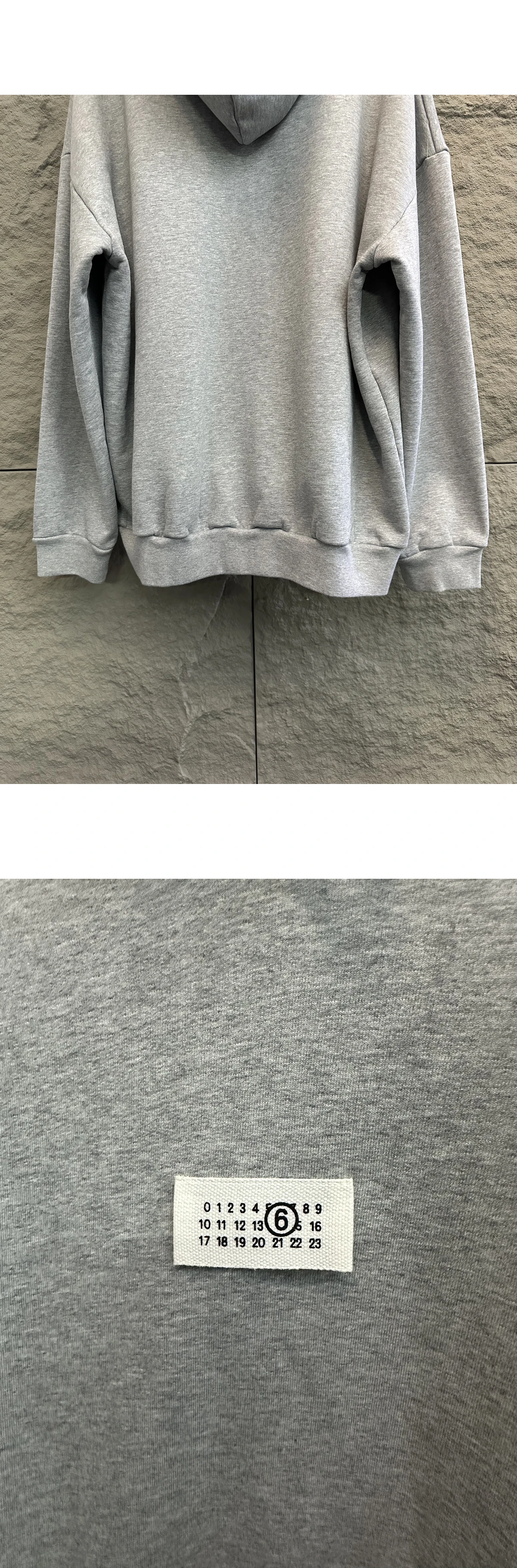 [MAISON MARGIELA] MM6 메종 마르지엘라 넘버 로고 패치 코튼 풀오버 후디 그레이