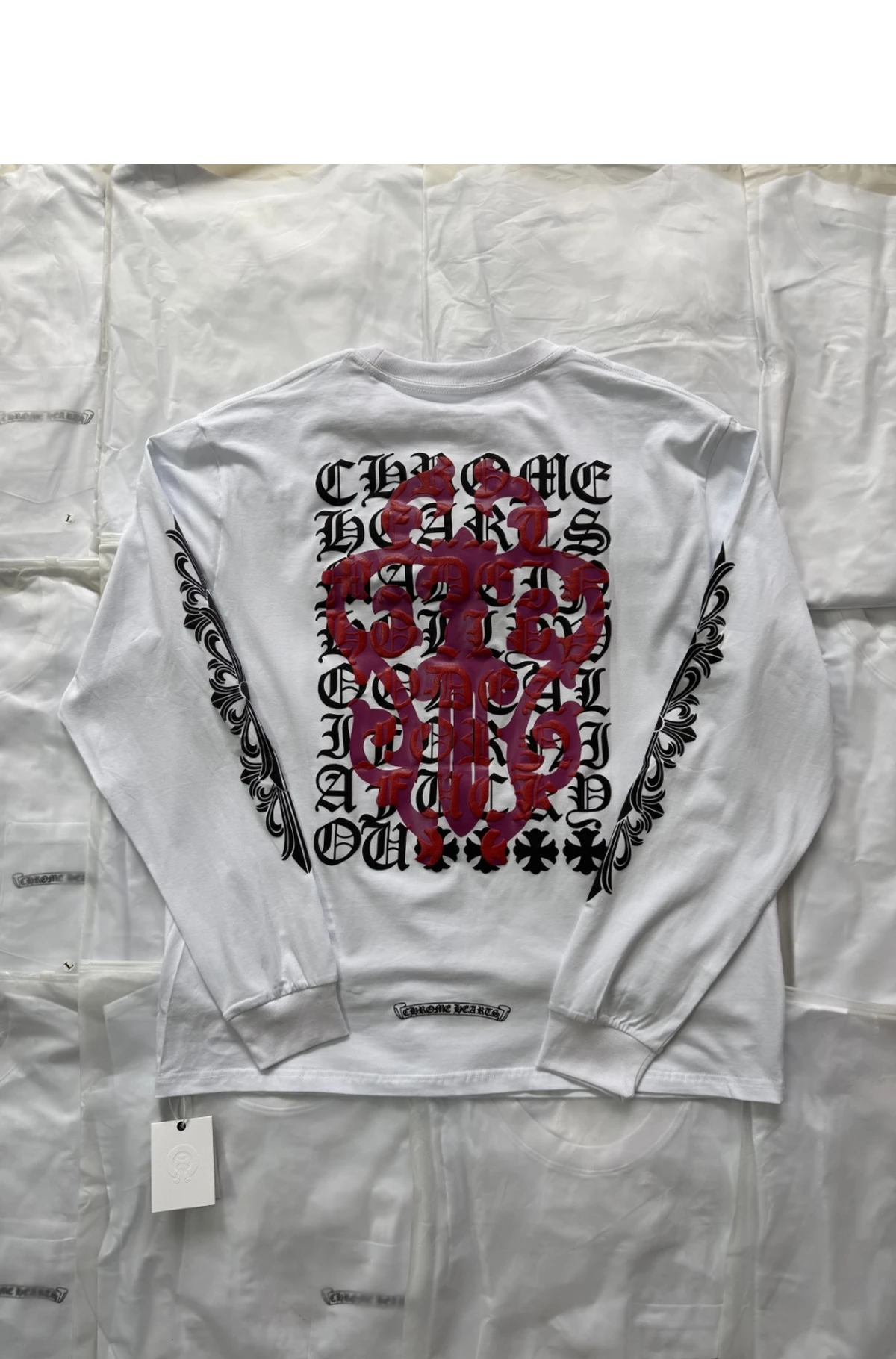[CHROME HEARTS] 크롬하츠 아이 차트 대거 롱슬리브 티셔츠 화이트
