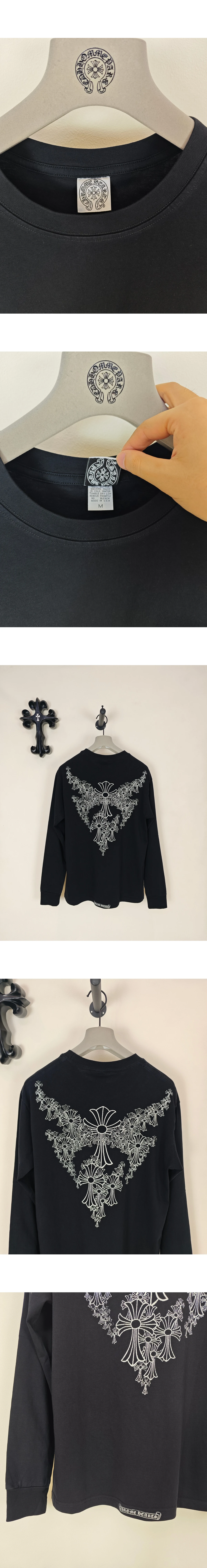 [CHROME HEARTS] 크롬하츠 멀티 크로스 백 프린트 포켓 롱 슬리브 티셔츠 블랙