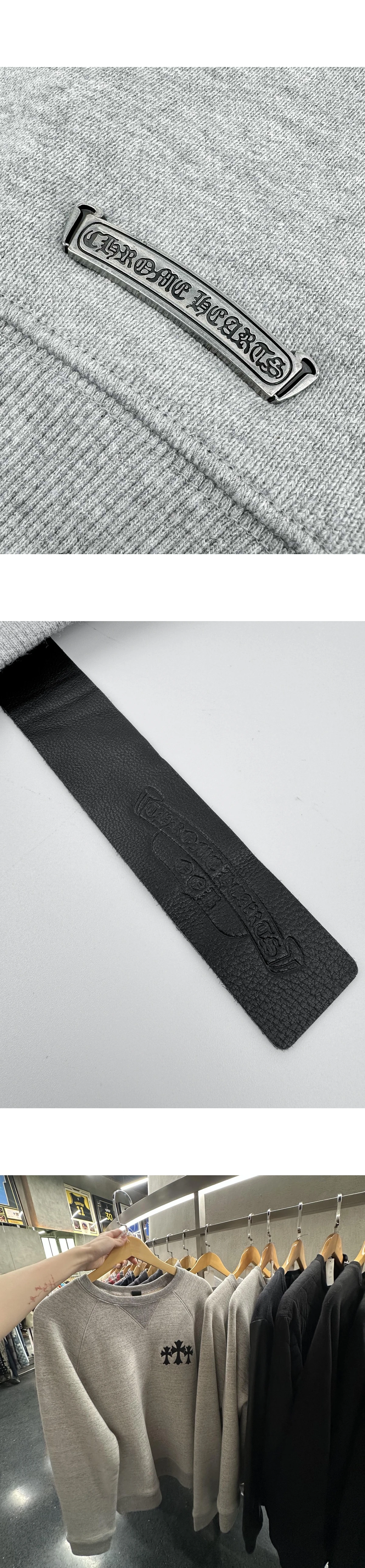 [CHROME HEARTS] 크롬하츠 나일론 세메터리 크로스 패치 CH 백 로고 스웨트셔츠 그레이