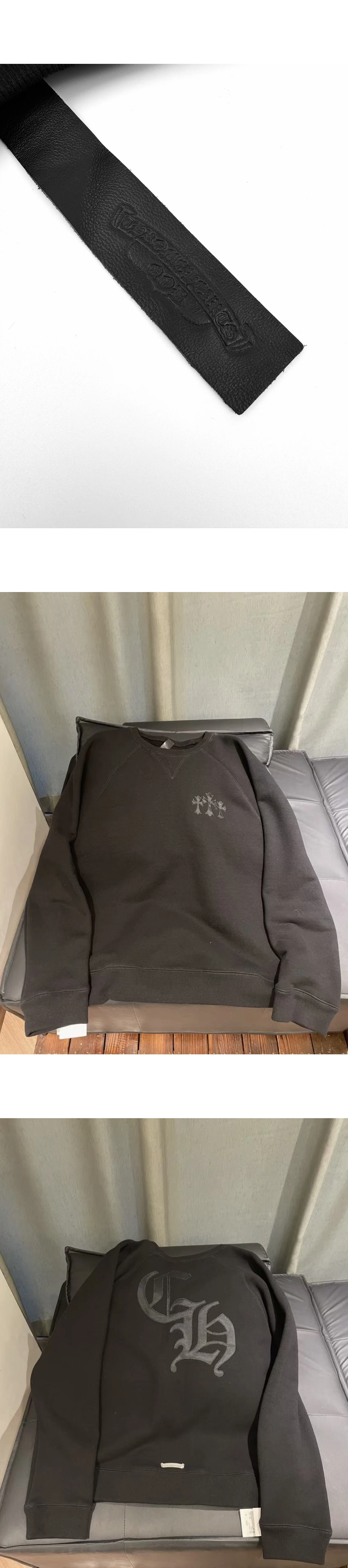 [CHROME HEARTS] 크롬하츠 나일론 세메터리 크로스 패치 CH 백 로고 스웨트셔츠 블랙