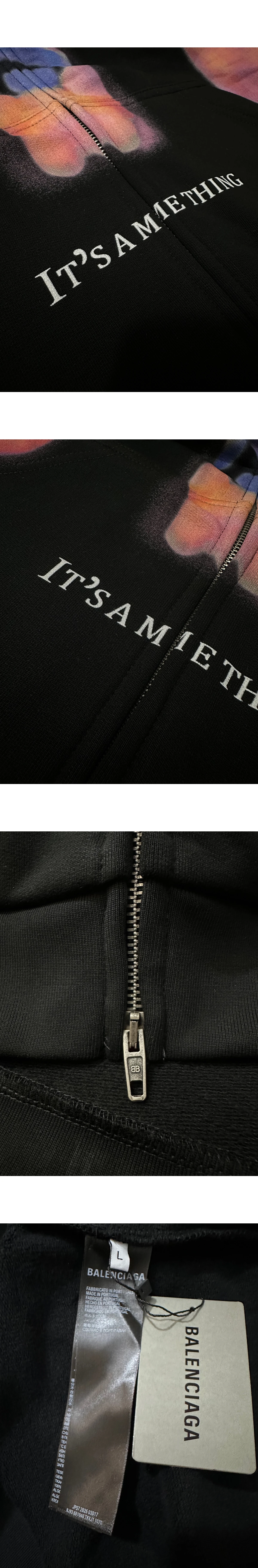 [BALENCIAGA] 발렌시아가 스테인드 글라스 라지 핏 집업 후디 블랙
