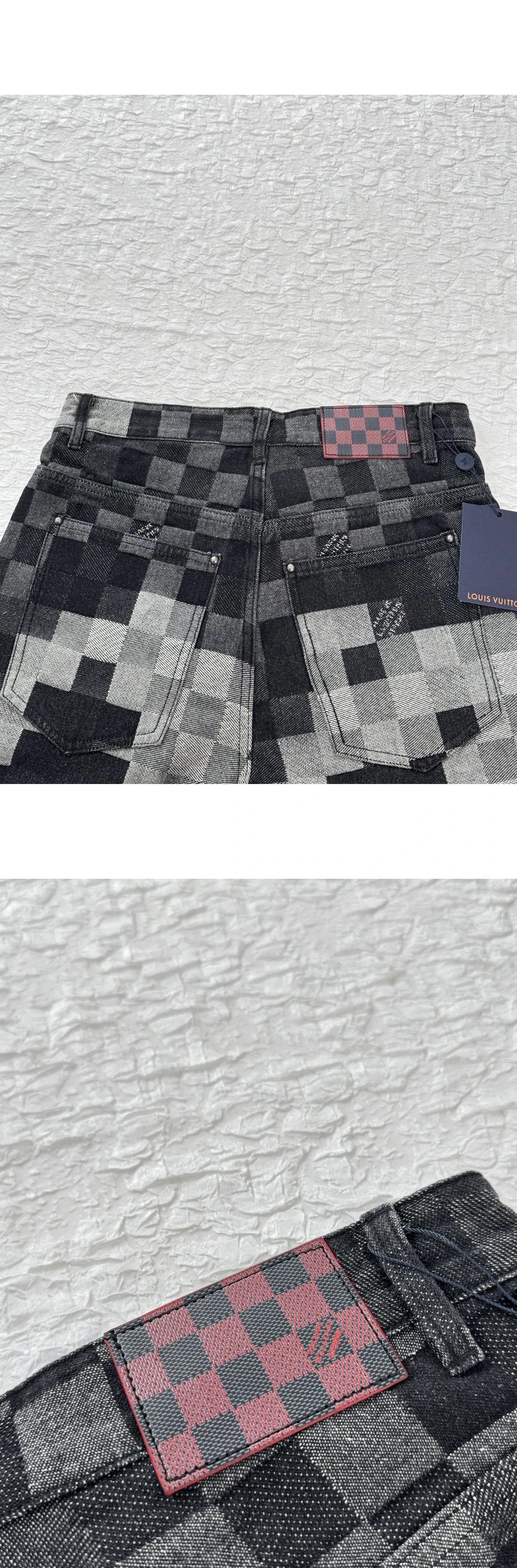 [LOUIS VUITTON] 루이비통 다미에 픽셀 데님 팬츠 블랙