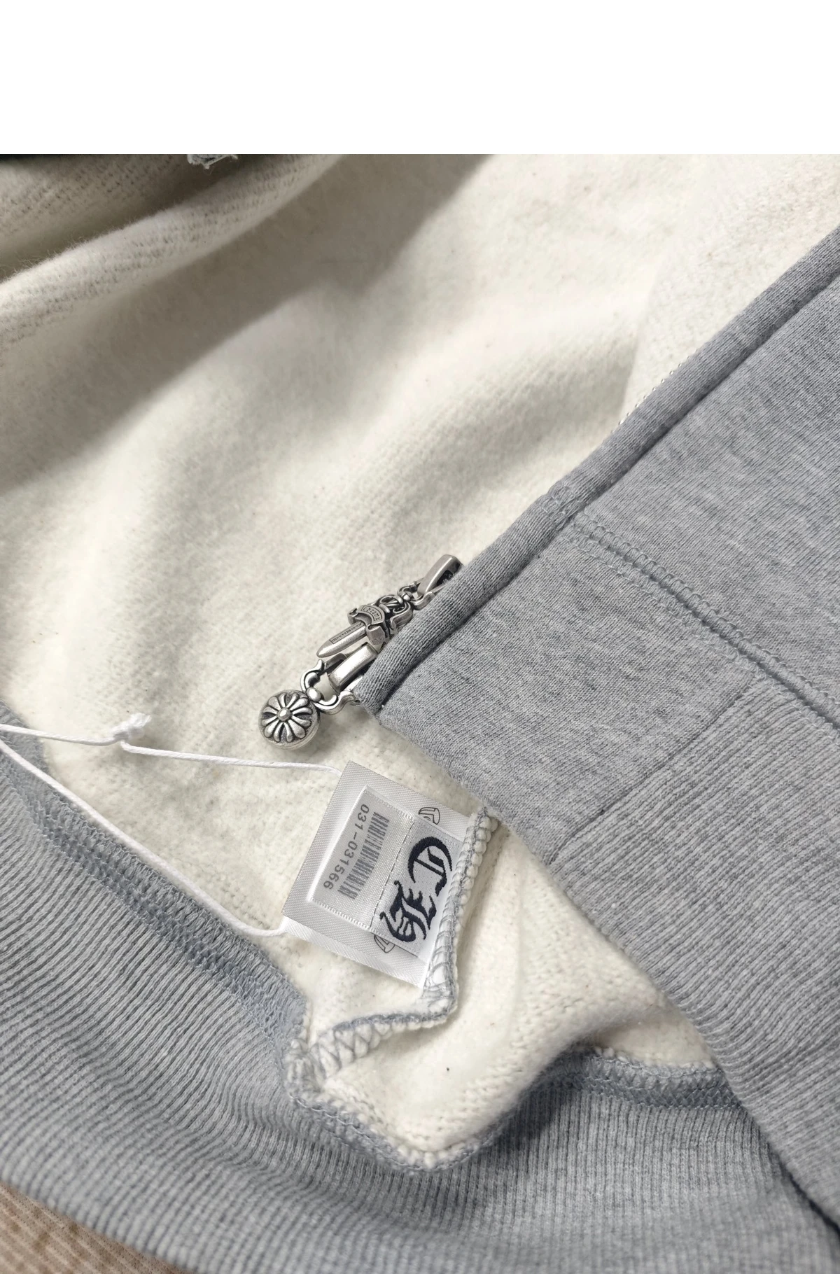 [CHROME HEARTS] 크롬하츠 트리플 레더 크로스 패치 집업 후디 그레이