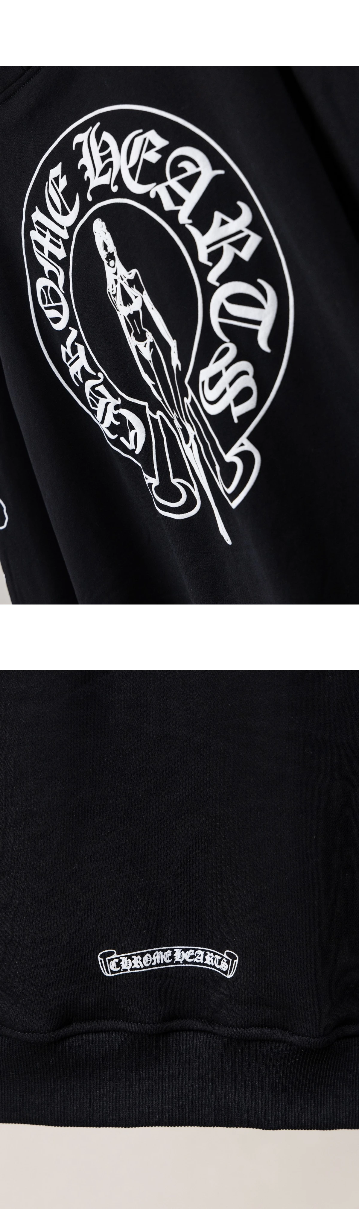 [CHROME HEARTS] 크롬하츠 데들리 돌 홀스슈 바인 대거 집업 후드 블랙