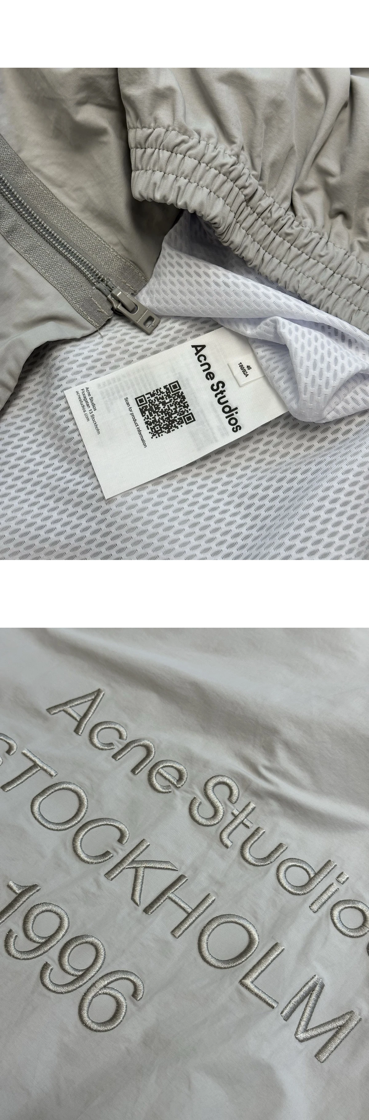 [ACNE STUDIOS] 아크네 스튜디오 테크니컬 로고 엠브로이더리 지퍼 재킷 라이트 그레이