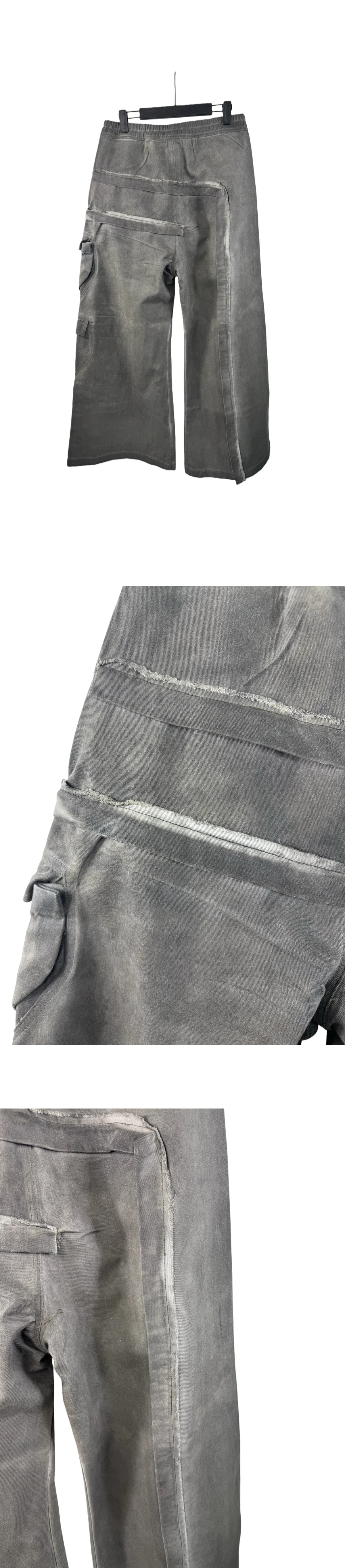 [RICK OWENS] 릭 오웬스 다크쉐도우 헐리우드 임밸런스드 더블 카고 점보 벨라스 포일 팬츠 그레이