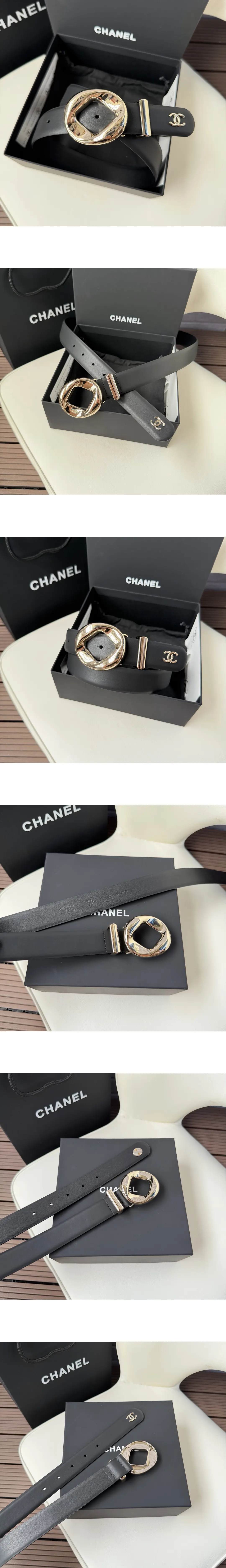 [CHANEL] 샤넬 카프스킨 메탈 벨트 라이트 골드 AAB765-B23546-U7713