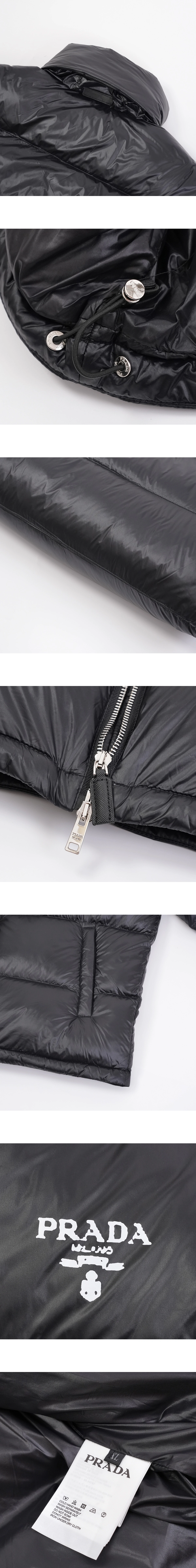 [PRADA] 프라다 리나일론 로고 유광 퍼퍼 다운 패딩 재킷 블랙