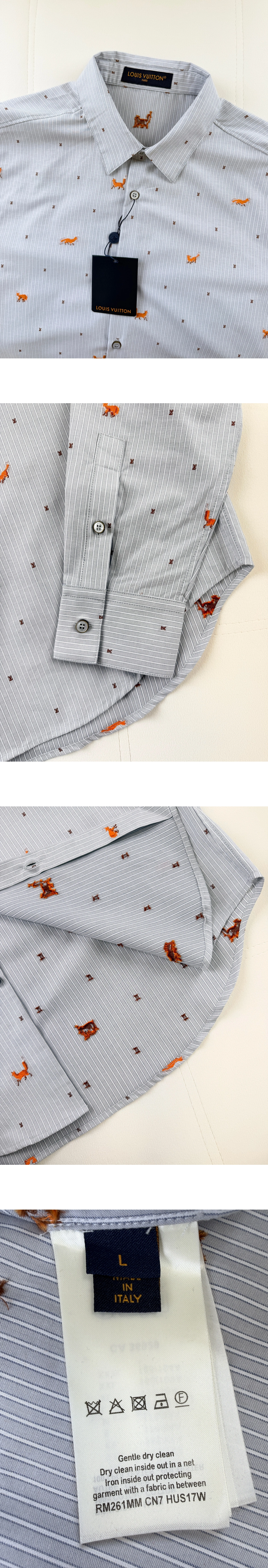 [LOUIS VUITTON] 루이비통 스트라이프 필쿠프 셔츠 그레이