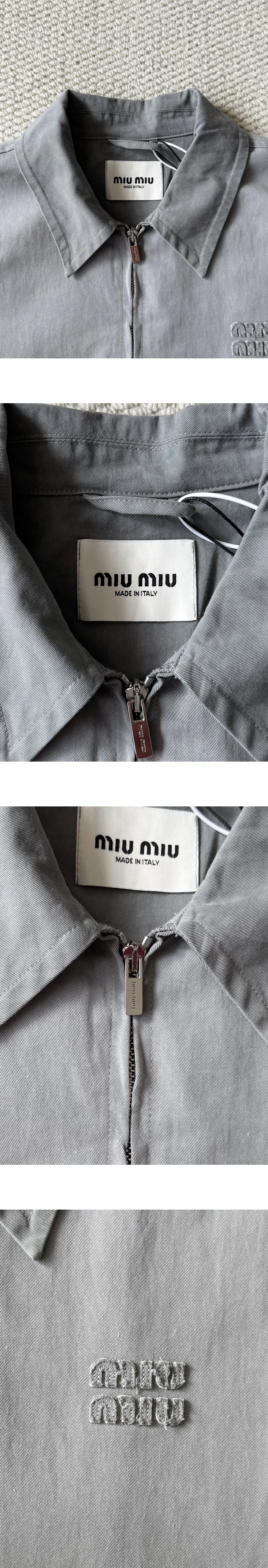 [MIU MIU] 미우미우 올드 트윌 블루종 재킷 스틸 그레이