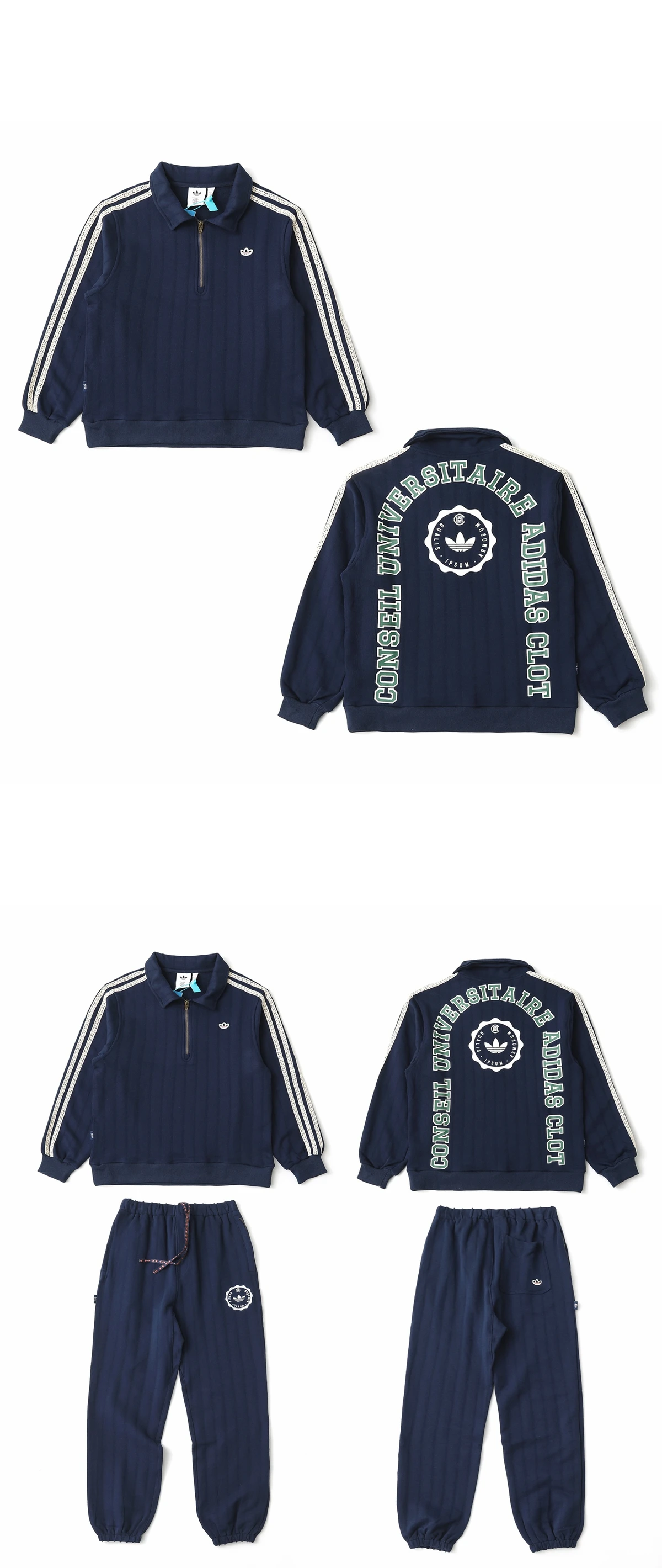 [ADIDAS] 아디다스 x 에디슨 첸 클랏 하프 집업 롱 슬리브 탑 나이트 인디고