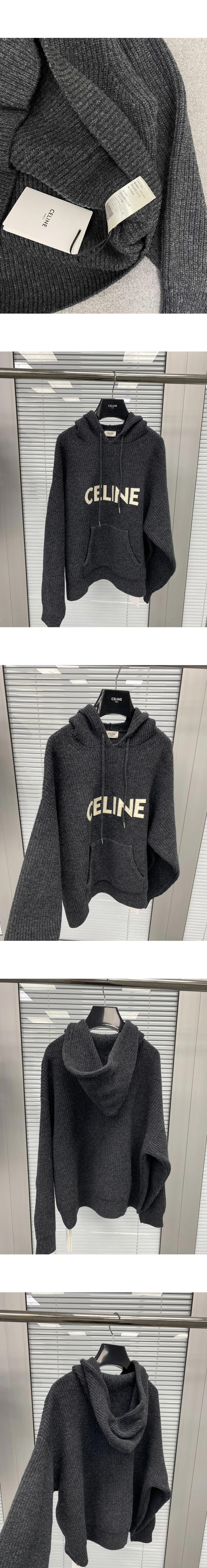 [CELINE] 셀린느 로고 인타르시아 리브드 울 후디 앤트러사이트