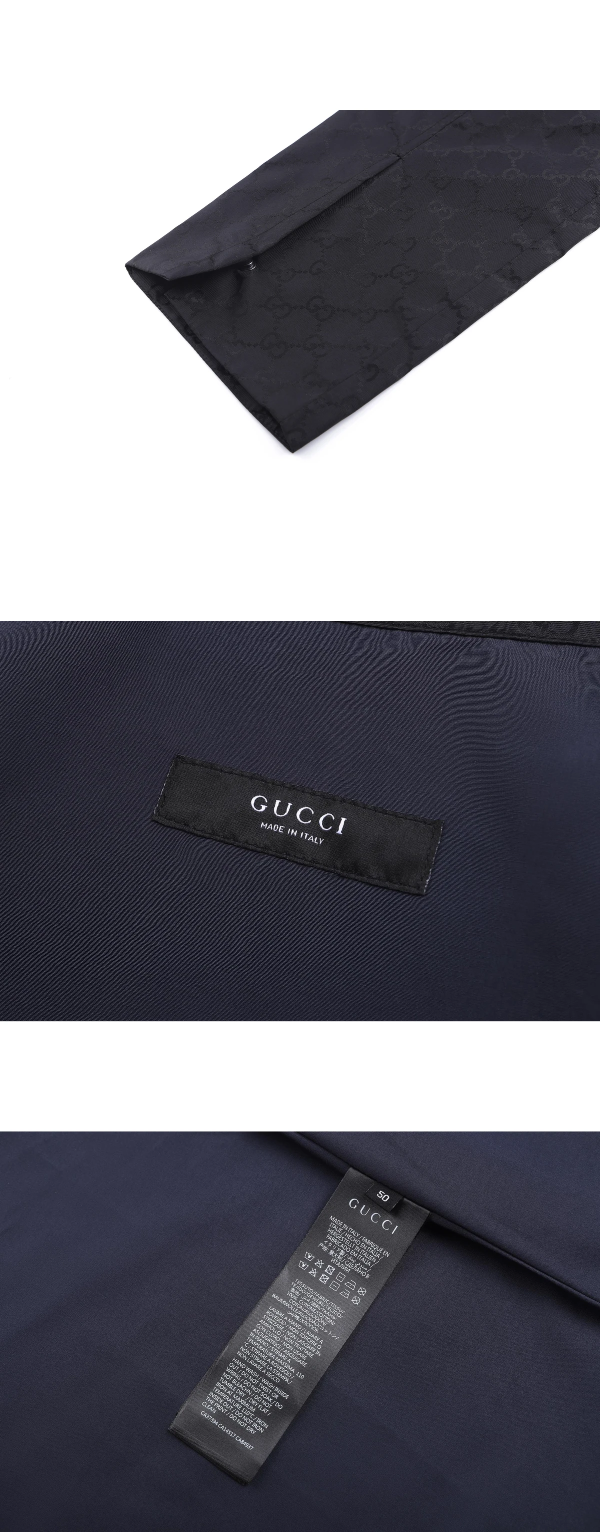 [GUCCI] 구찌 GG 자카드 실크 블렌드 스냅 버튼 오버셔츠 재킷 블랙