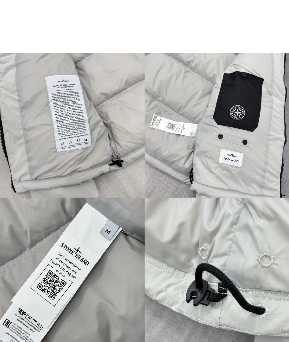 [STONE ISLAND] 스톤 아일랜드 매트 립스탑 코듀라 어드밴스드 패브릭스 다운 파카 워터 레지스턴스 앤 스냅 포켓 시멘트