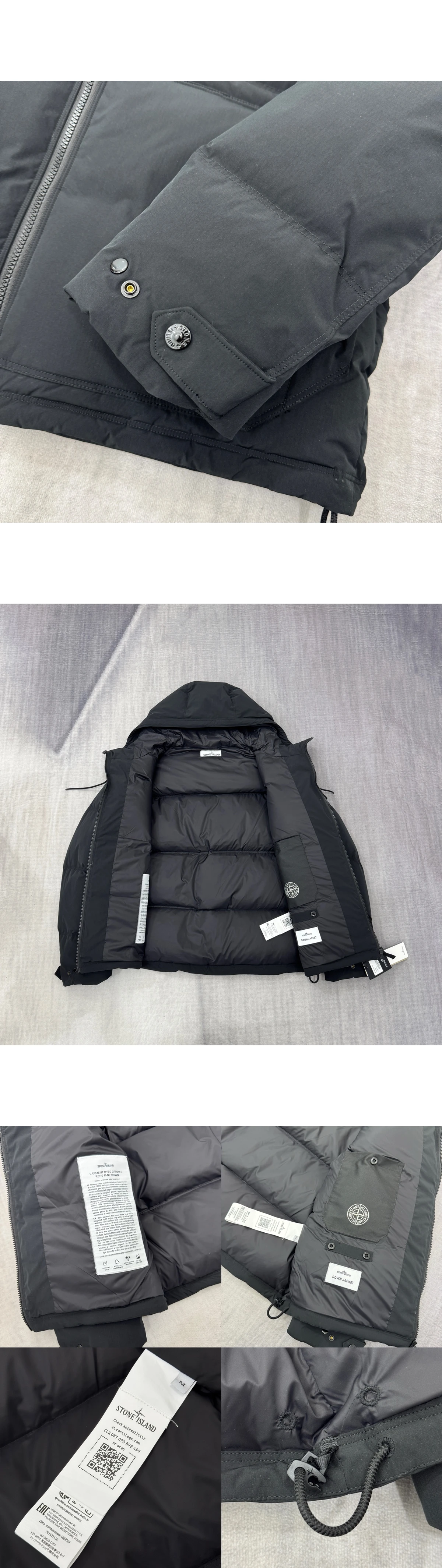 [STONE ISLAND] 스톤 아일랜드 매트 립스탑 코듀라 어드밴스드 패브릭스 다운 파카 워터 레지스턴스 앤 스냅 포켓 블랙