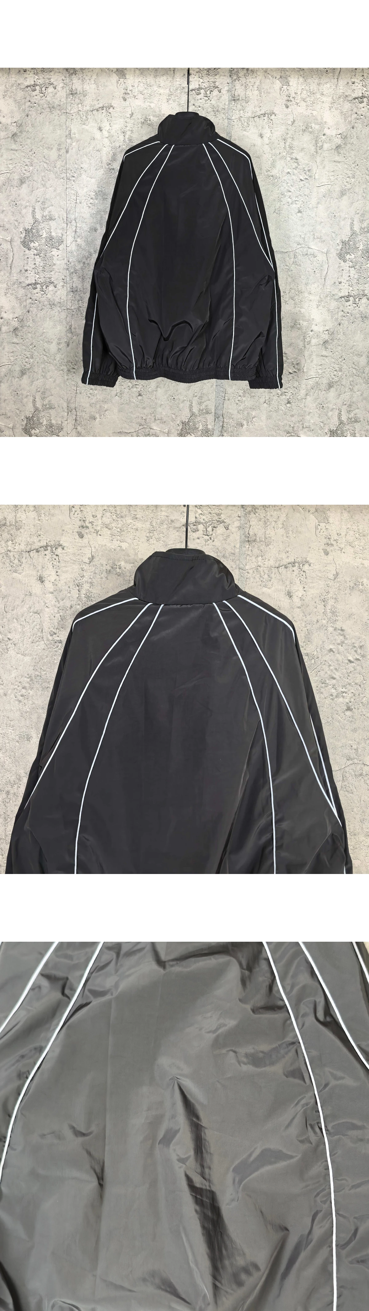 [BALENCIAGA] 발렌시아가 리플렉티브 파이핑 바디스 테크니컬 코튼 트랙수트 재킷 블랙