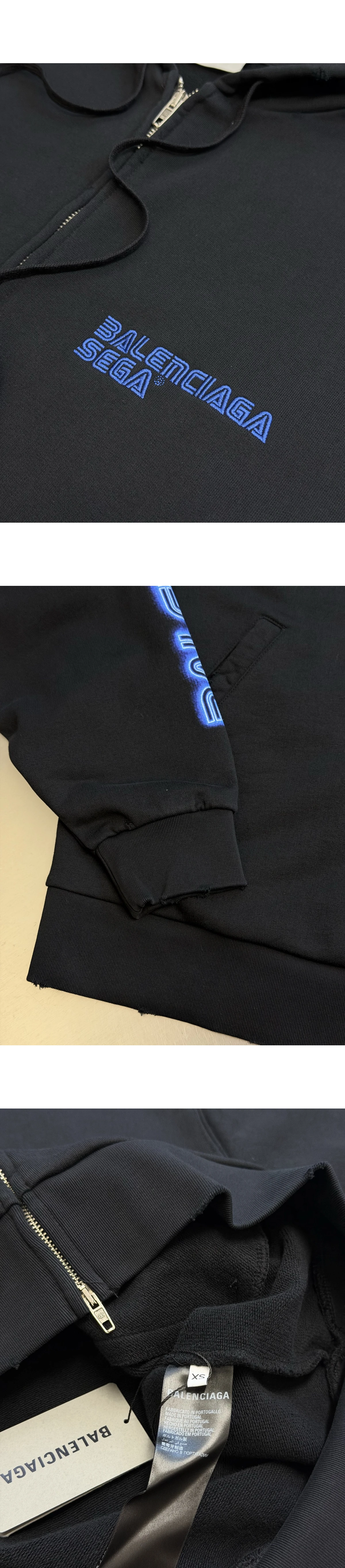 [BALENCIAGA] 발렌시아가 X 세가 소닉 더 헤지혹 그래픽 플리스 오버사이즈 집업 후디 블랙