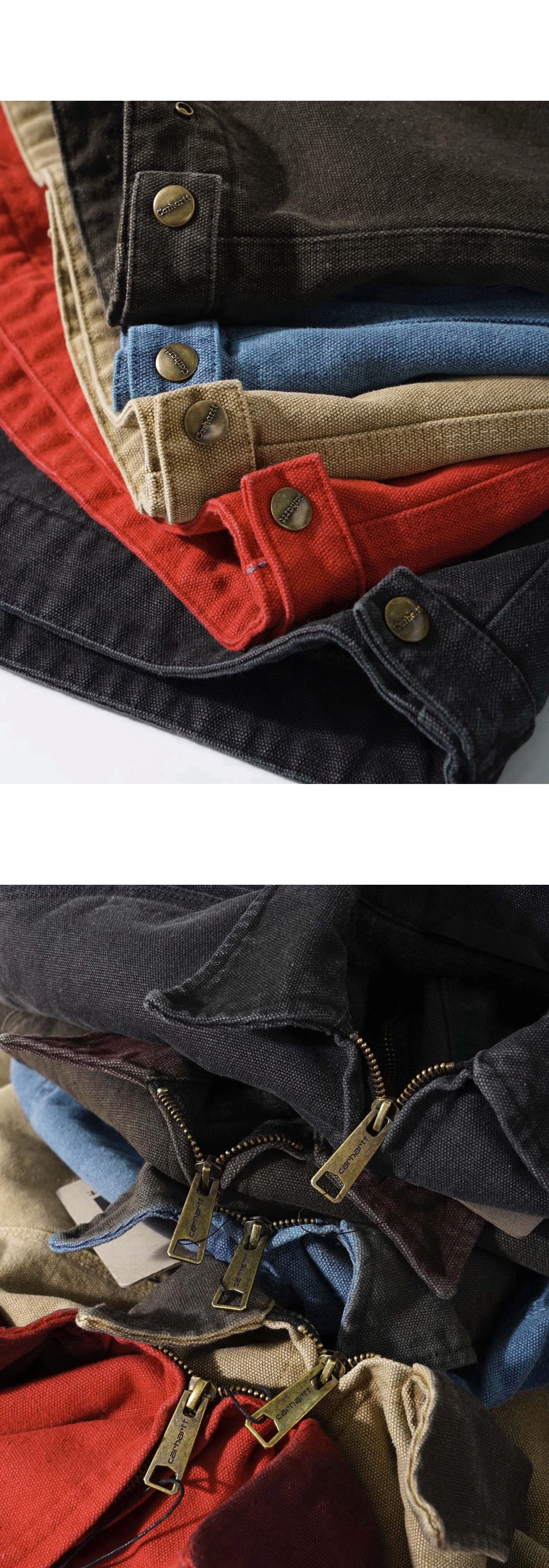 [CARHARTT] 칼하트 J97 레더 패치 디트로이트 덕 캔버스 콘트라스트 카라 워크 자켓