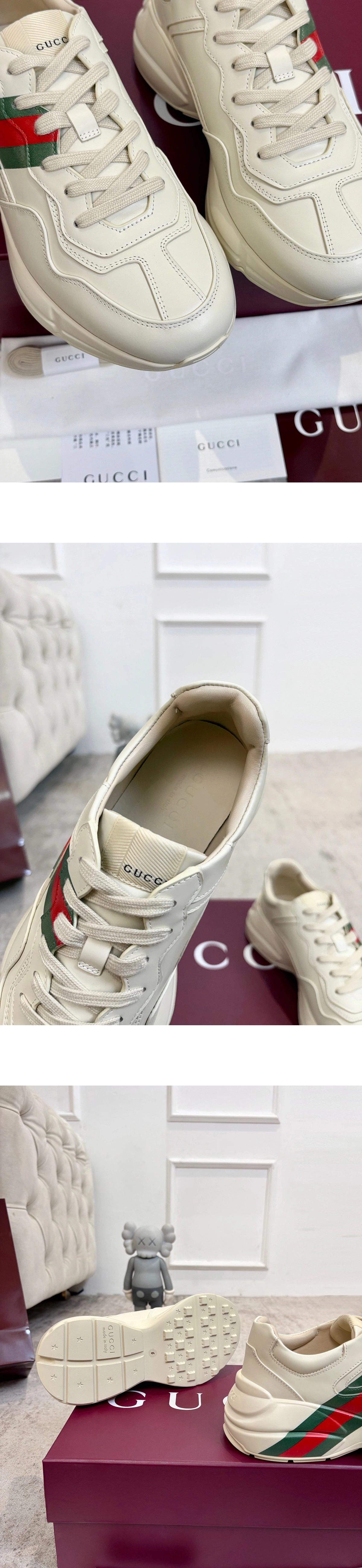 [GUCCI] 구찌 Primavera 프리마베라 롸이톤 스니커즈 아이보리 남녀공용 A00997A9L009522 