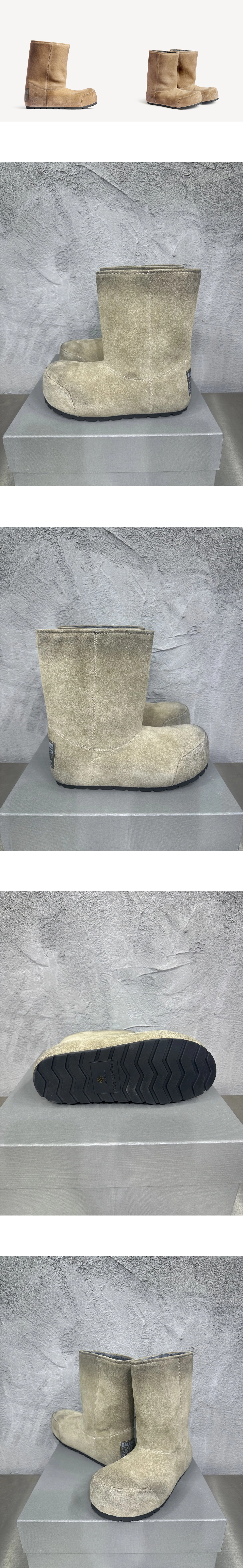 [BALENCIAGA] 발렌시아가 Dumbo 덤보 디스트레스드 스웨이드 카프스킨 앵클 부츠 베이지 852713WCB429099