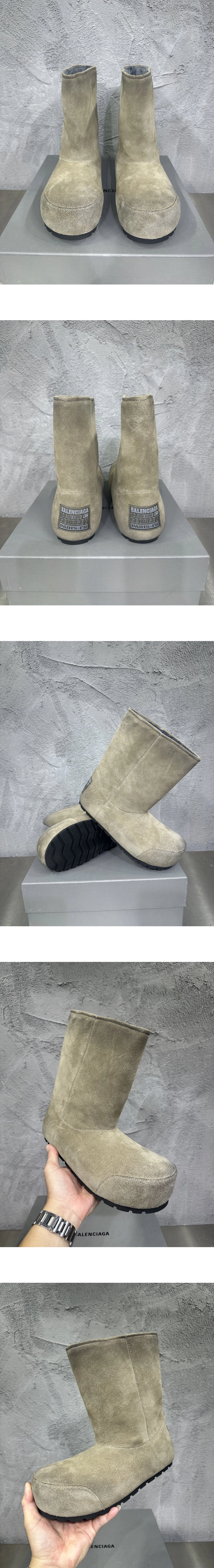 [BALENCIAGA] 발렌시아가 Dumbo 덤보 디스트레스드 스웨이드 카프스킨 앵클 부츠 베이지 852713WCB429099