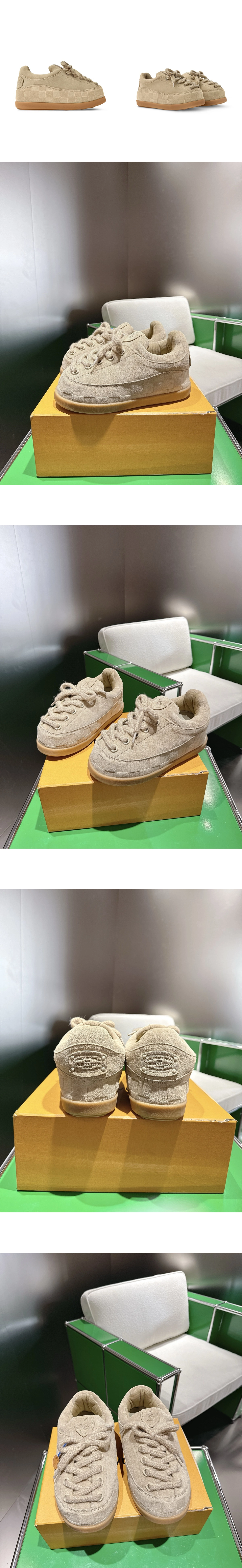 [LOUIS VUITTON] 루이비통 예티 스웨이드 모노그램 플라워 레이스 업 슈즈 베이지 1AIJE1